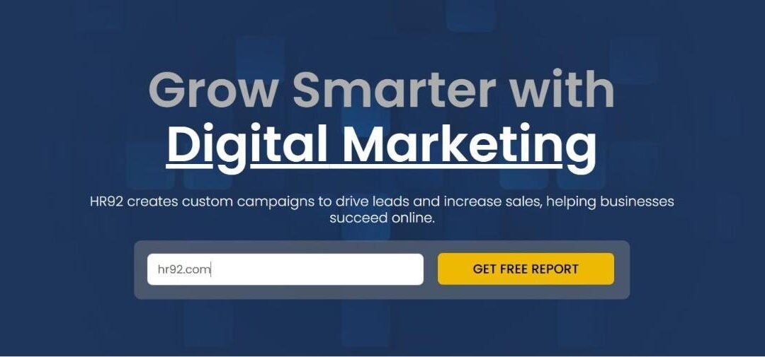 HR92 free SEO audit tool bar: enter a website URL to get a free report